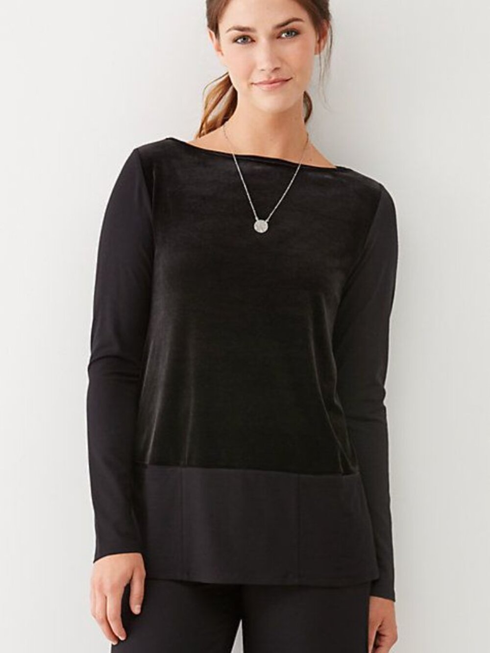 J. Jill Wearever Knit & Velvet Swing Top L